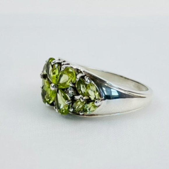 Custom Peridot & Diamond Gemstone Sterling Silver .925 Women's Ring Size 8 - Picture 5 of 7